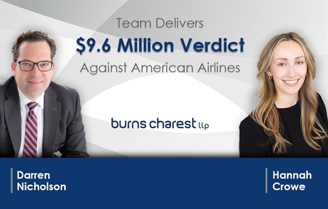 Burns Charest Team Delivers $9.6 Million Verdict Against American Airlines