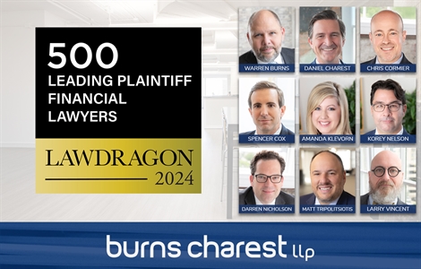 Nine Burns Charest Attorneys Honored Among Nation’s Top Plaintiff Lawyers for Financial Matters