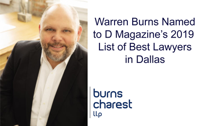Burns Named to D Magazine’s 2019 List of Best Lawyers in Dallas