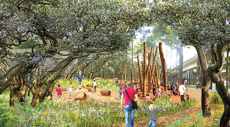 A rendering of the Hammock Trail at The Underline park. Courtesy of 