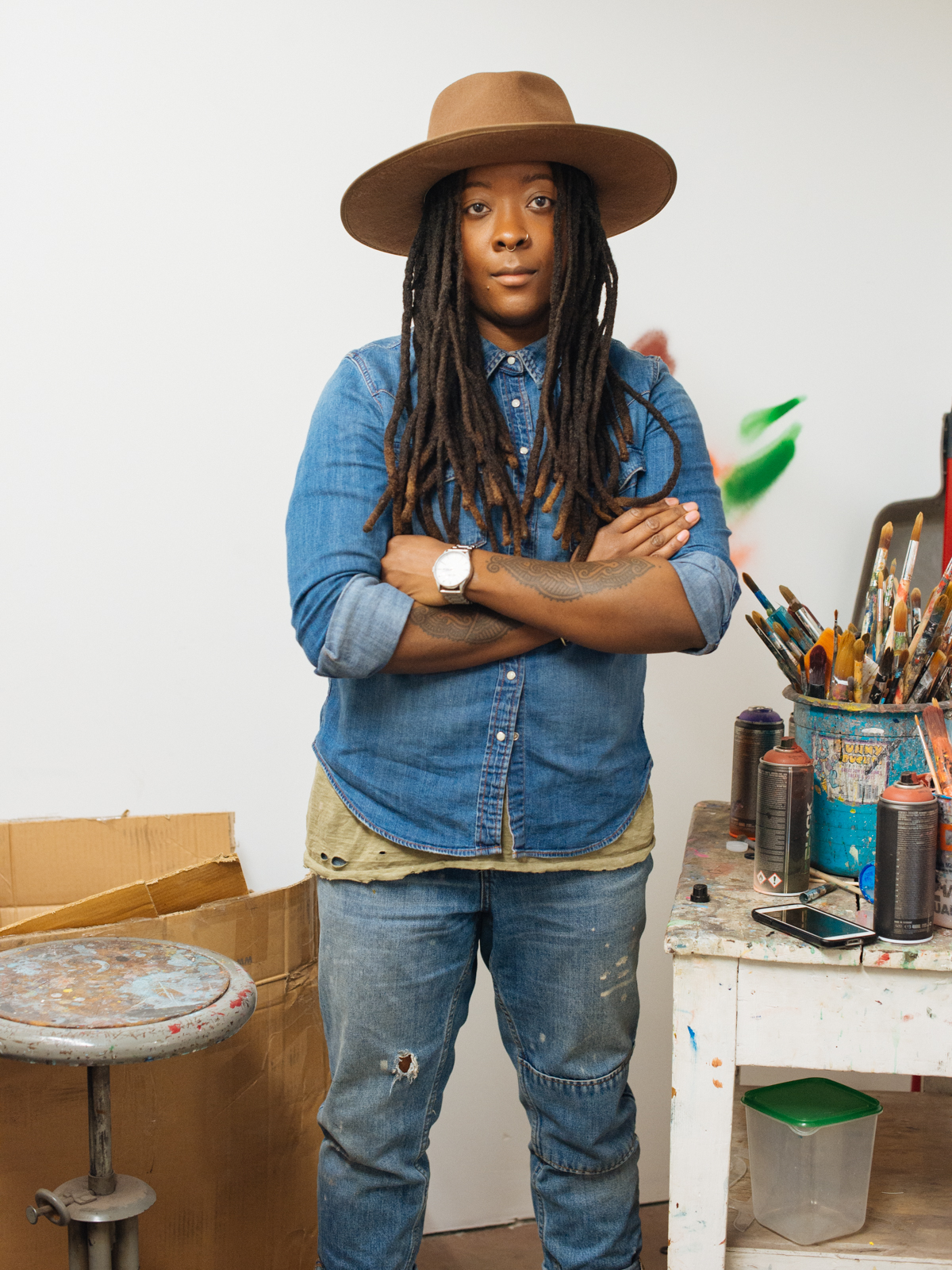 Nina Chanel Abney in her studio, 2017. 