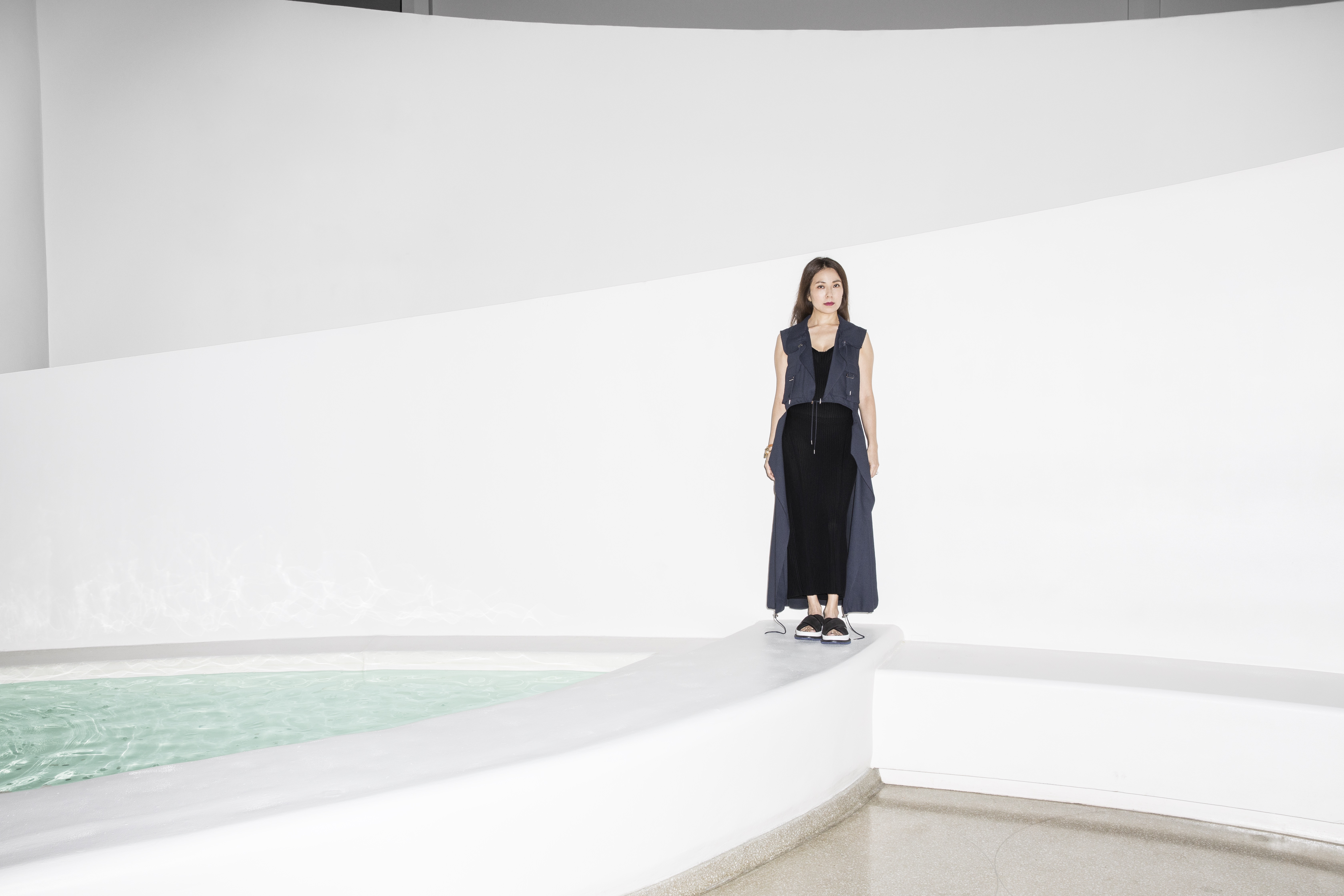 Anicka Yi in the Guggenheim rotunda.