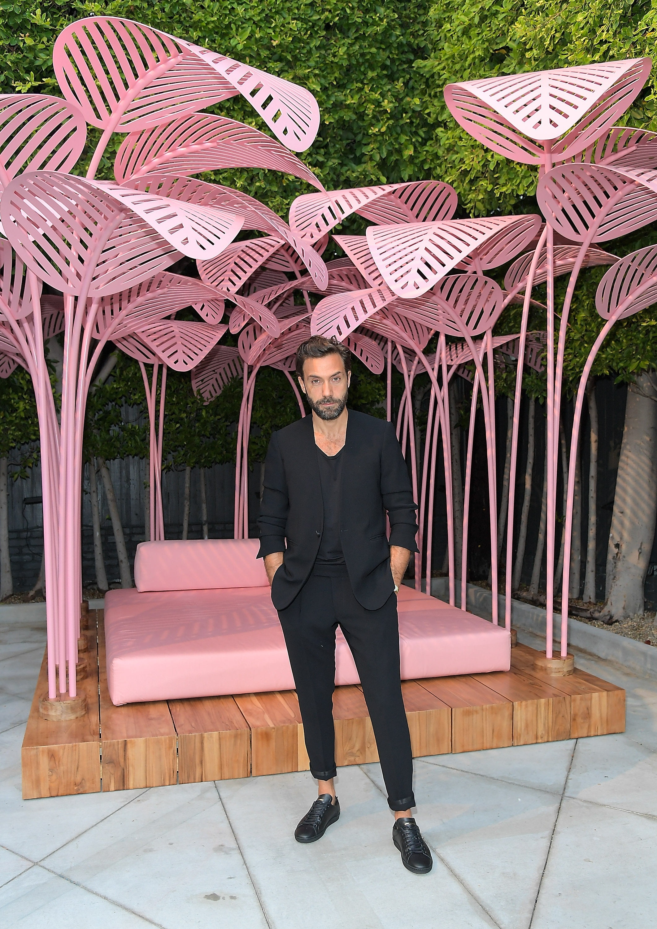 Designer Marc Ange in front of his piece, Le Refuge.