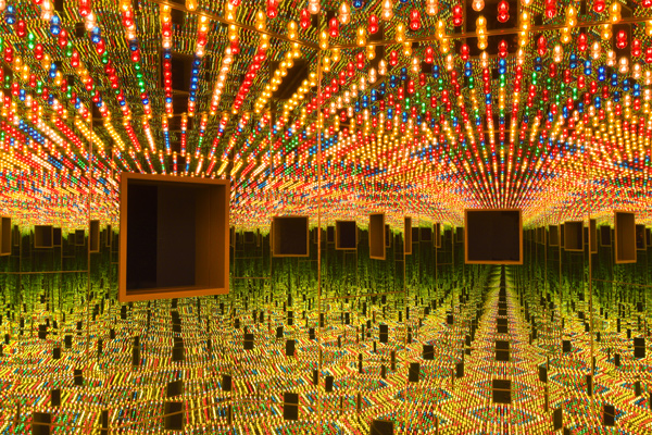 Yayoi Kusama's Infinity Mirrored Room – Love Forever, 1966/1994, at the Hirshhorn Museum and Sculpture Garden. Photo by Cathy Carver
