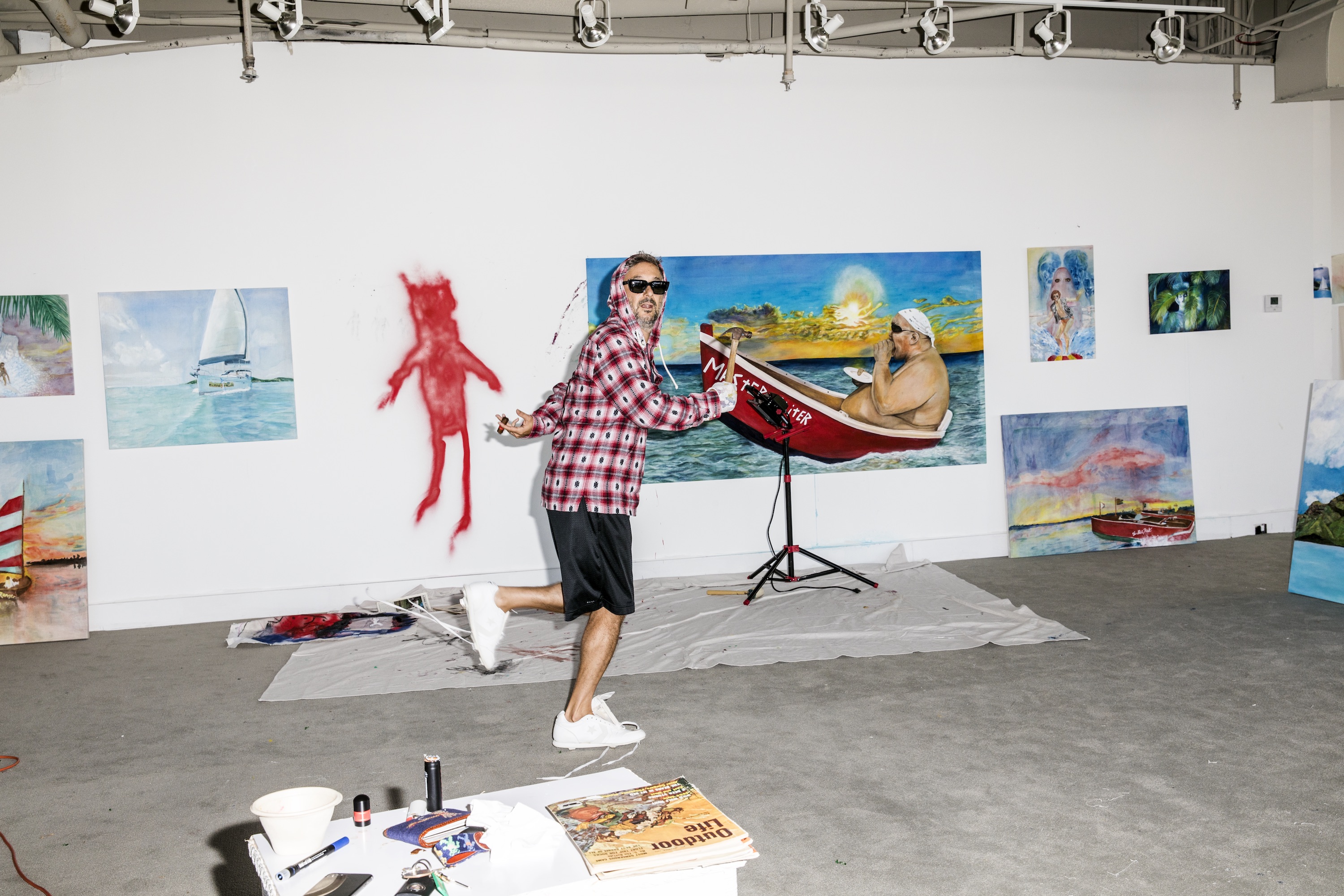 Harmony Korine in his studio. 