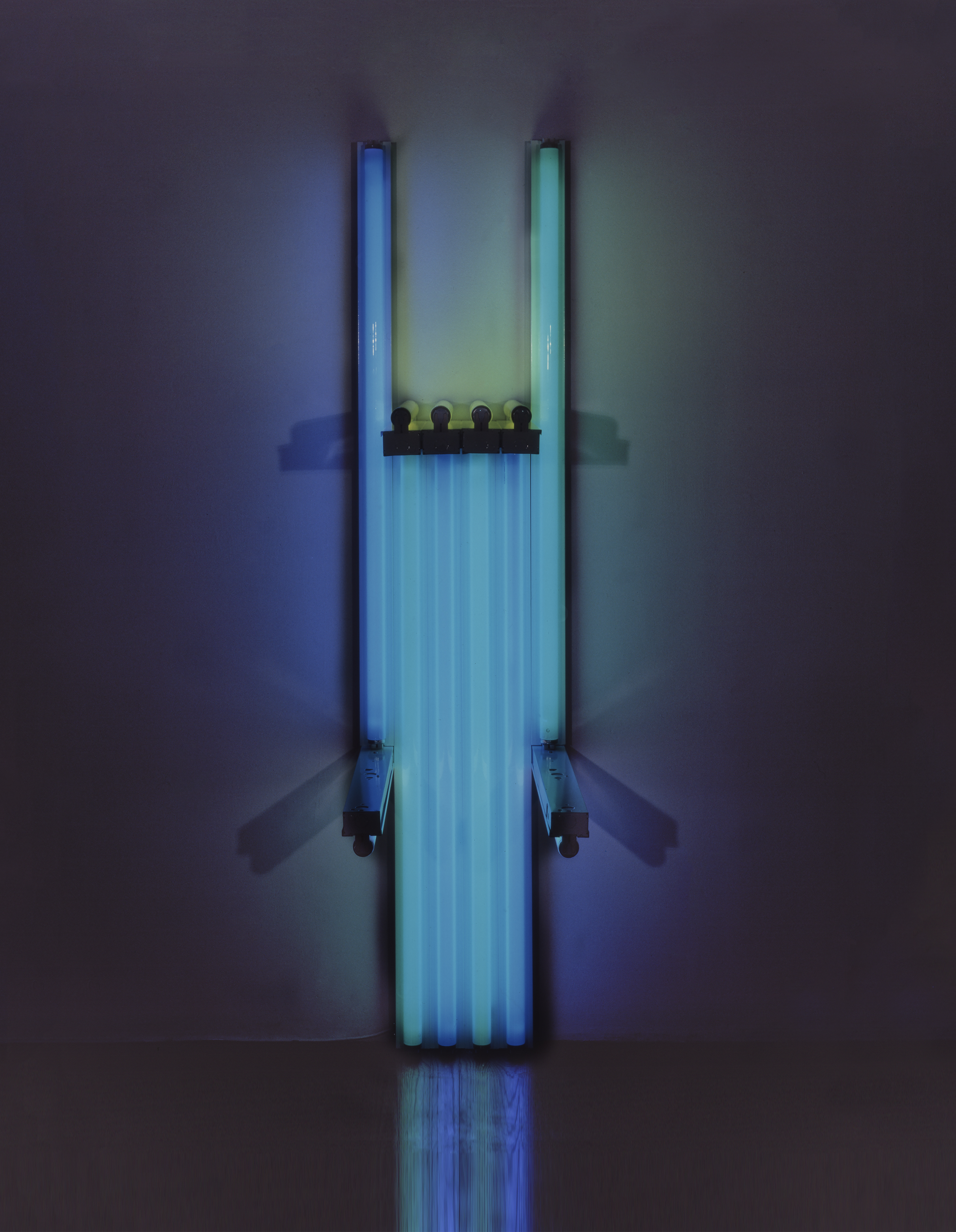 Dan Flavin’s light sculpture untitled (to Lucie Rie, master potter), 1990.