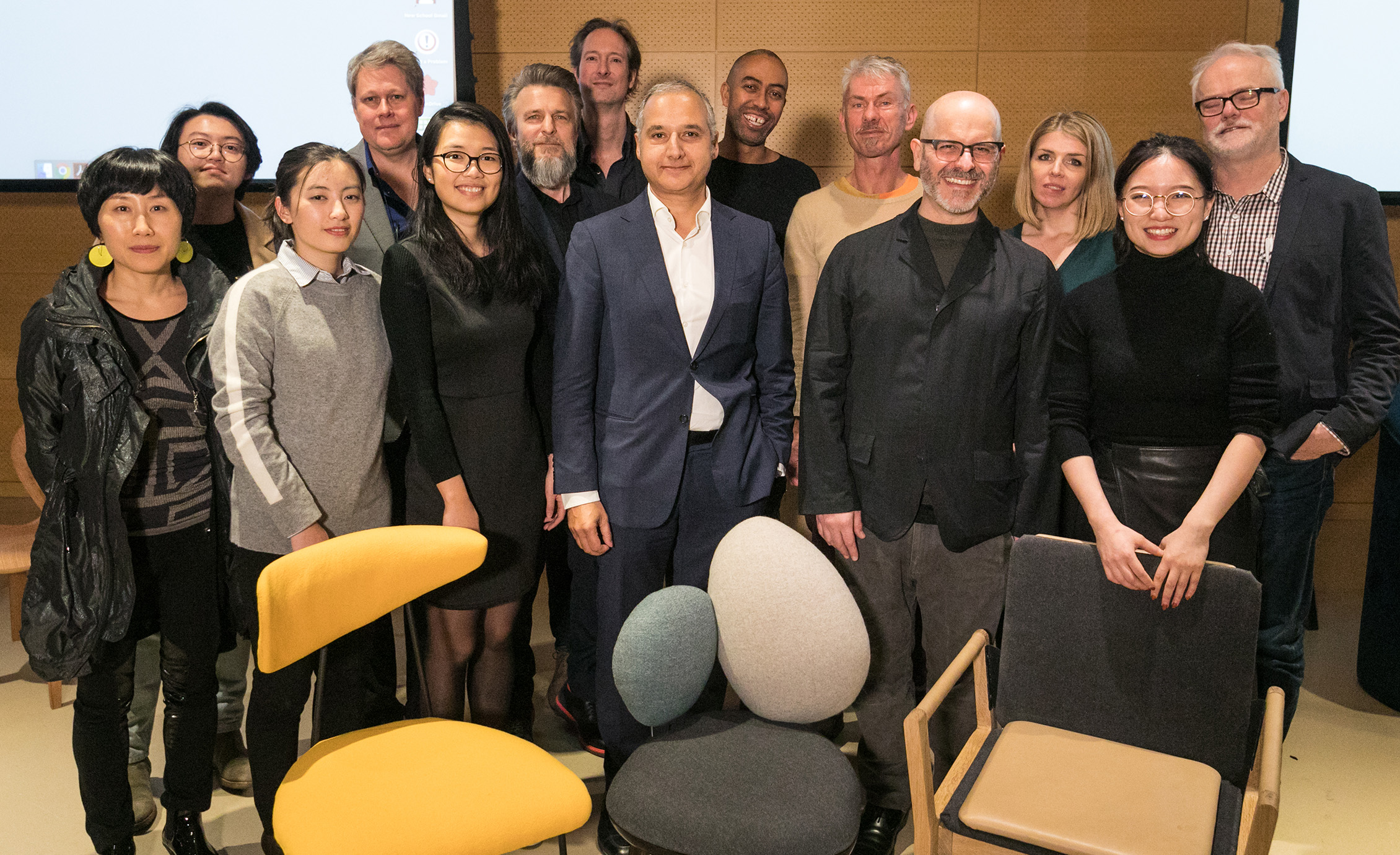 The winners of Roche Bobois and Parsons' Design Awards Competition with the selection committee