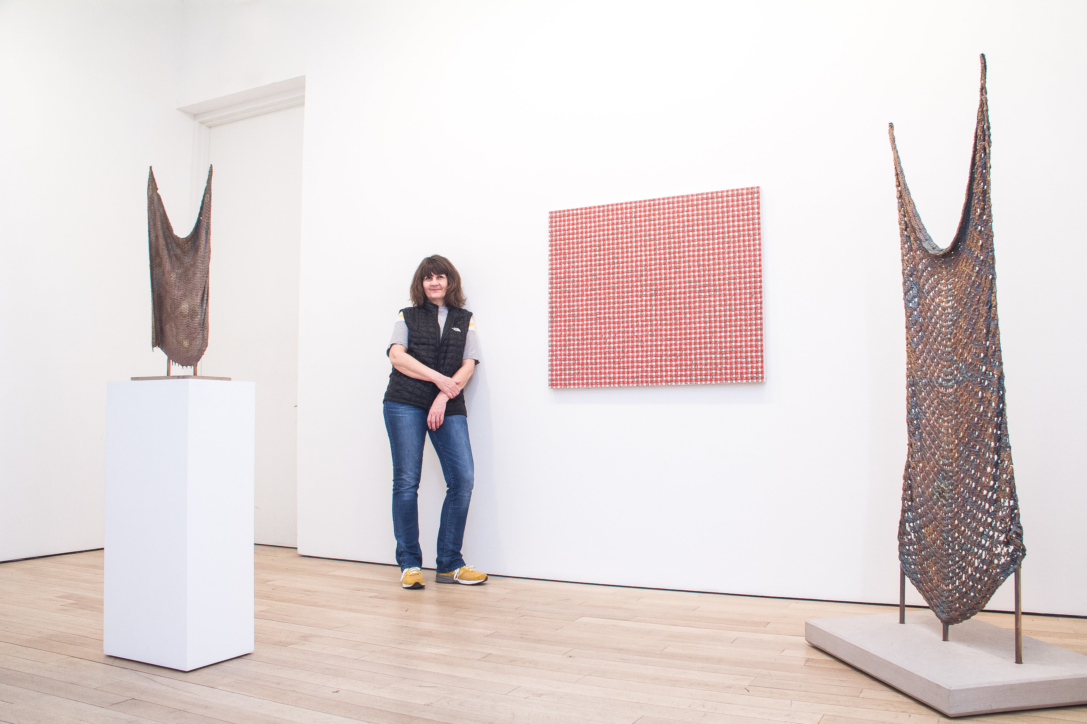 FRONT International artistic director Michelle Grabner with work from her 2016 exhibition at James Cohan Gallery.