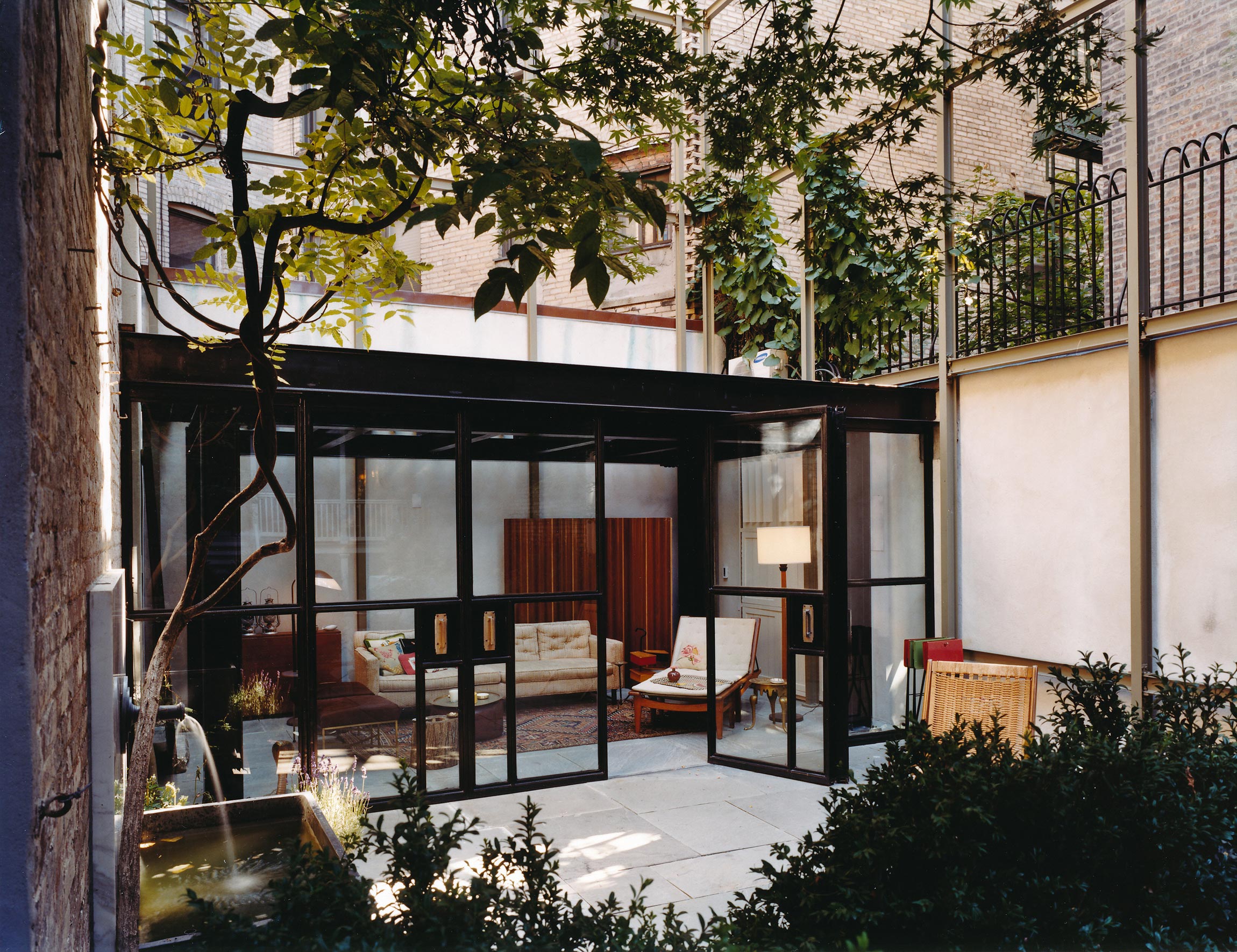 The garden pavilion in Anne Kennedy and Peter Nadin’s New York City townhouse.