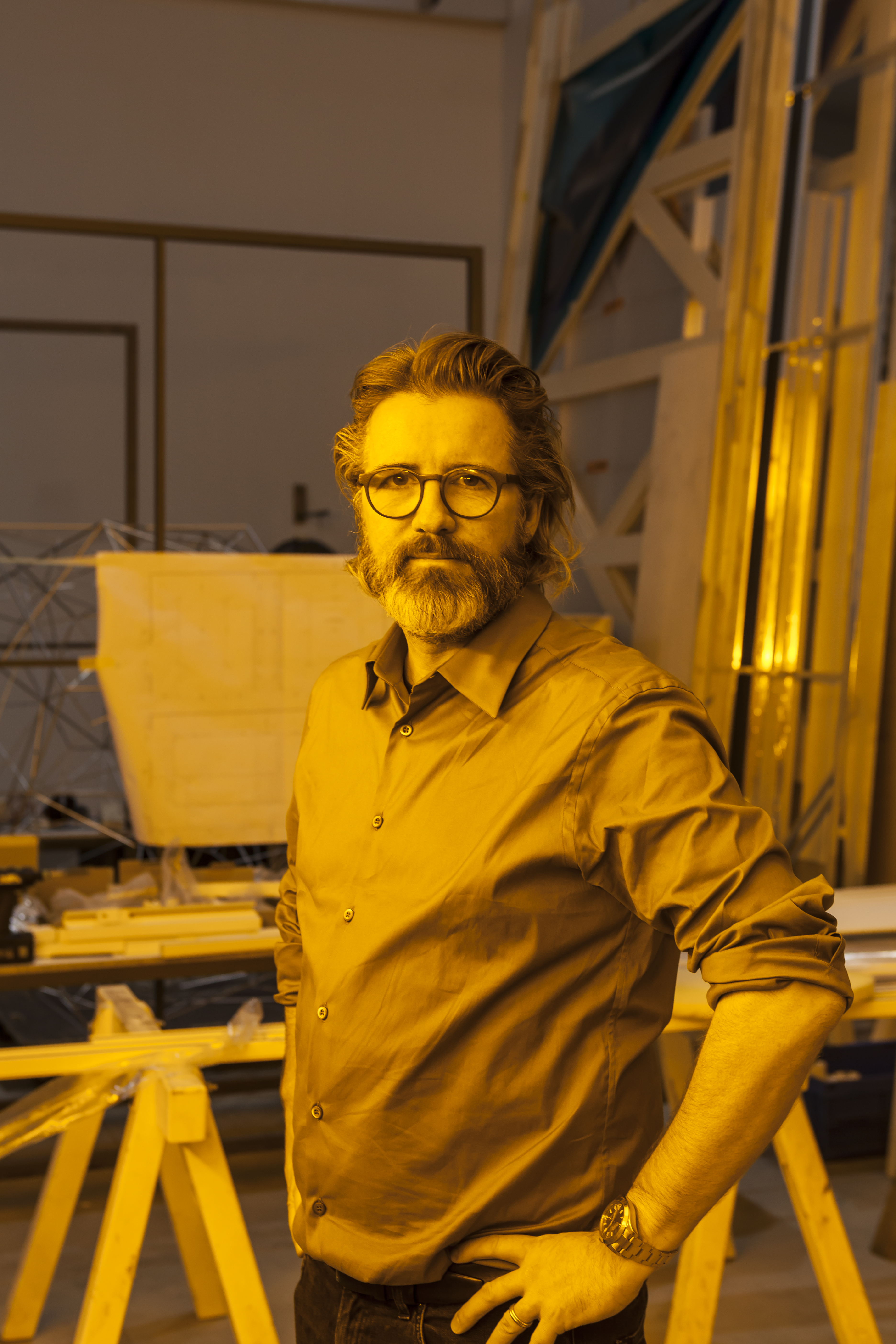 Olafur Eliasson in his studio. Portrait by Runa Maya Mørk Huber / Studio Olafur Eliasson