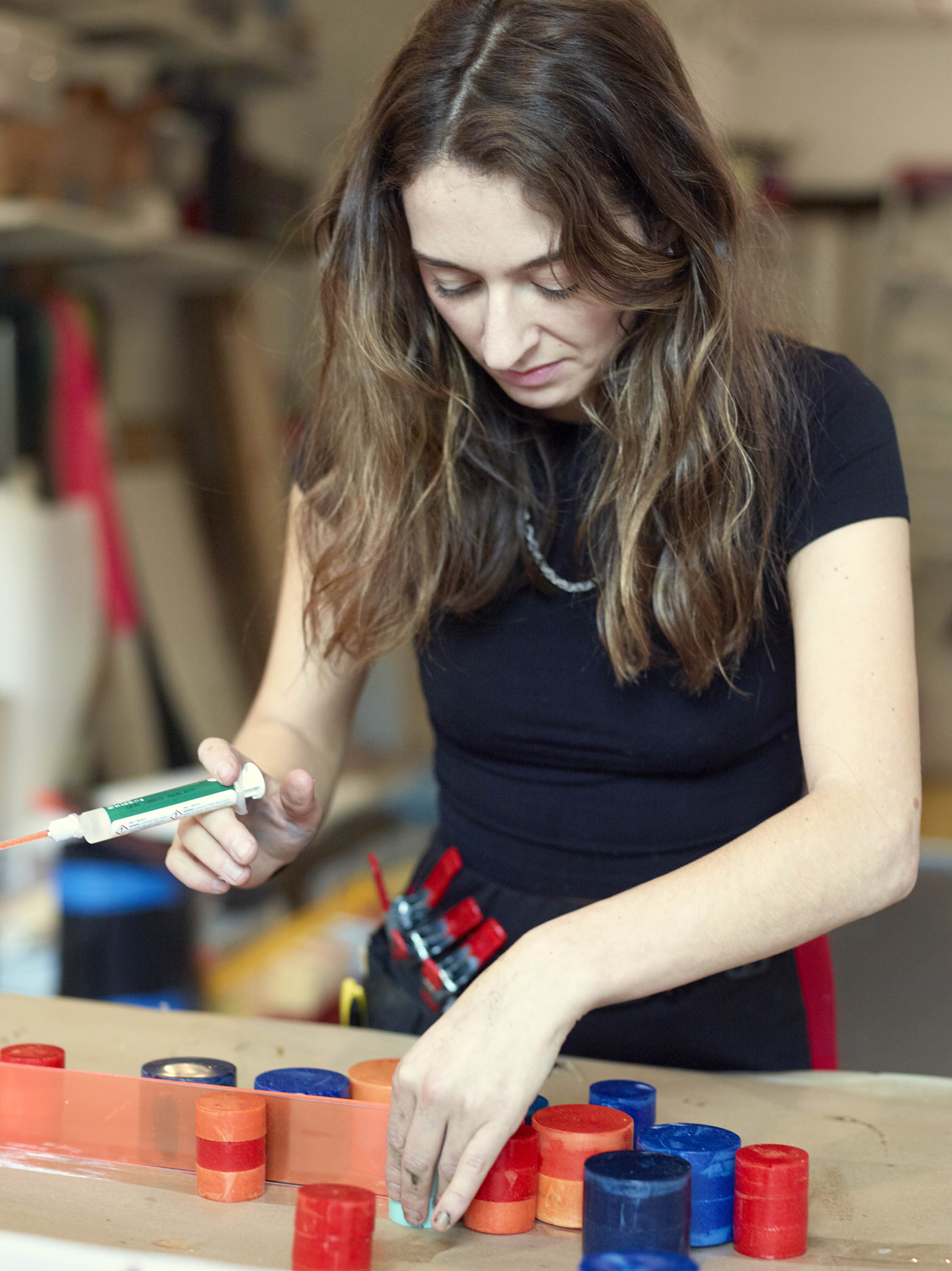 Eva LeWitt makes injection molds with muffin pans in her Lower East Side studio.