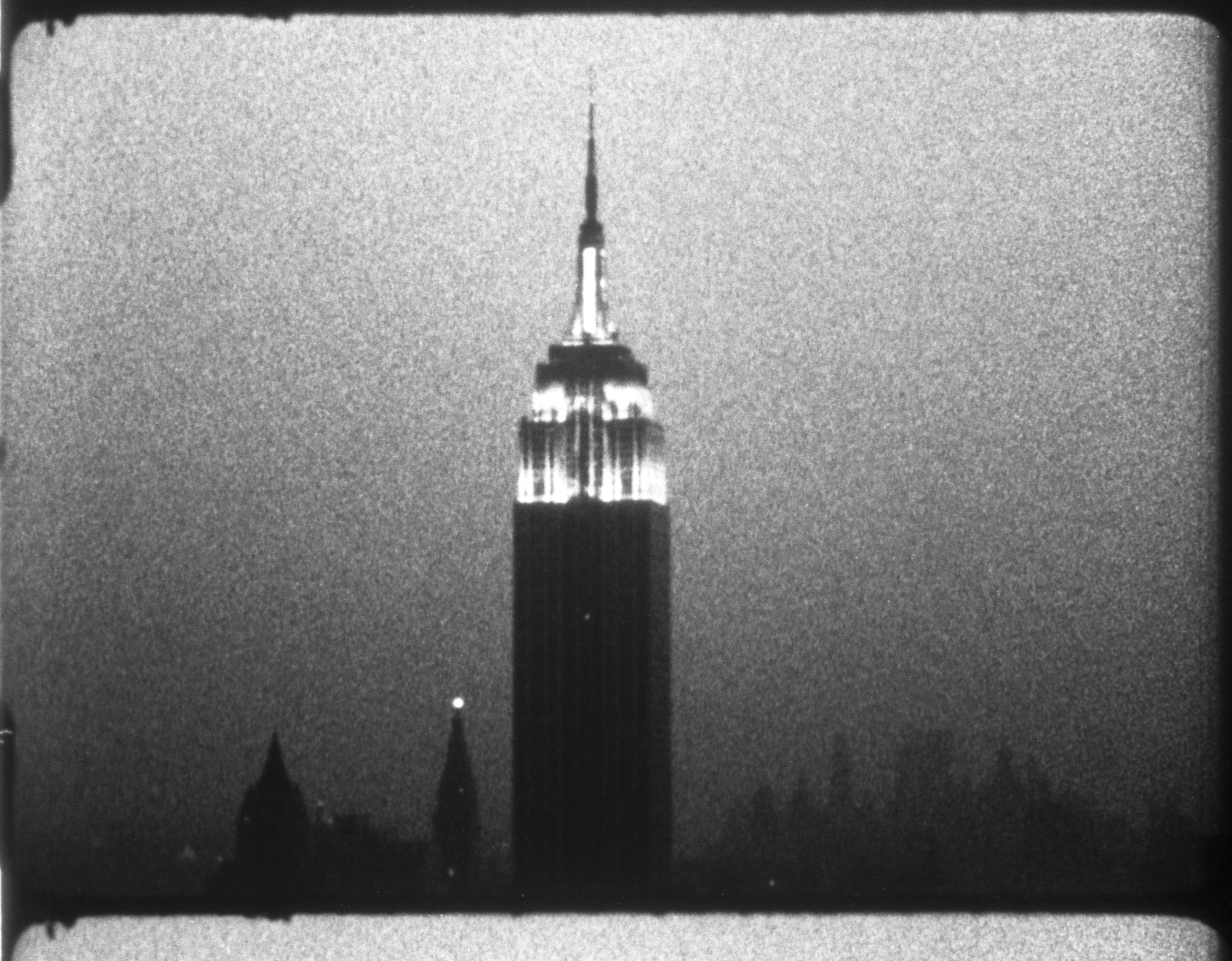 Warhol's Empire, 1964. 16mm, b&w, silent 8 hrs., 5 min. at 16 fps, 7 hrs., 11 min. at 18 fps © 2018 The Andy Warhol Museum, Pittsburgh, PA, a museum of Carnegie Institute.
