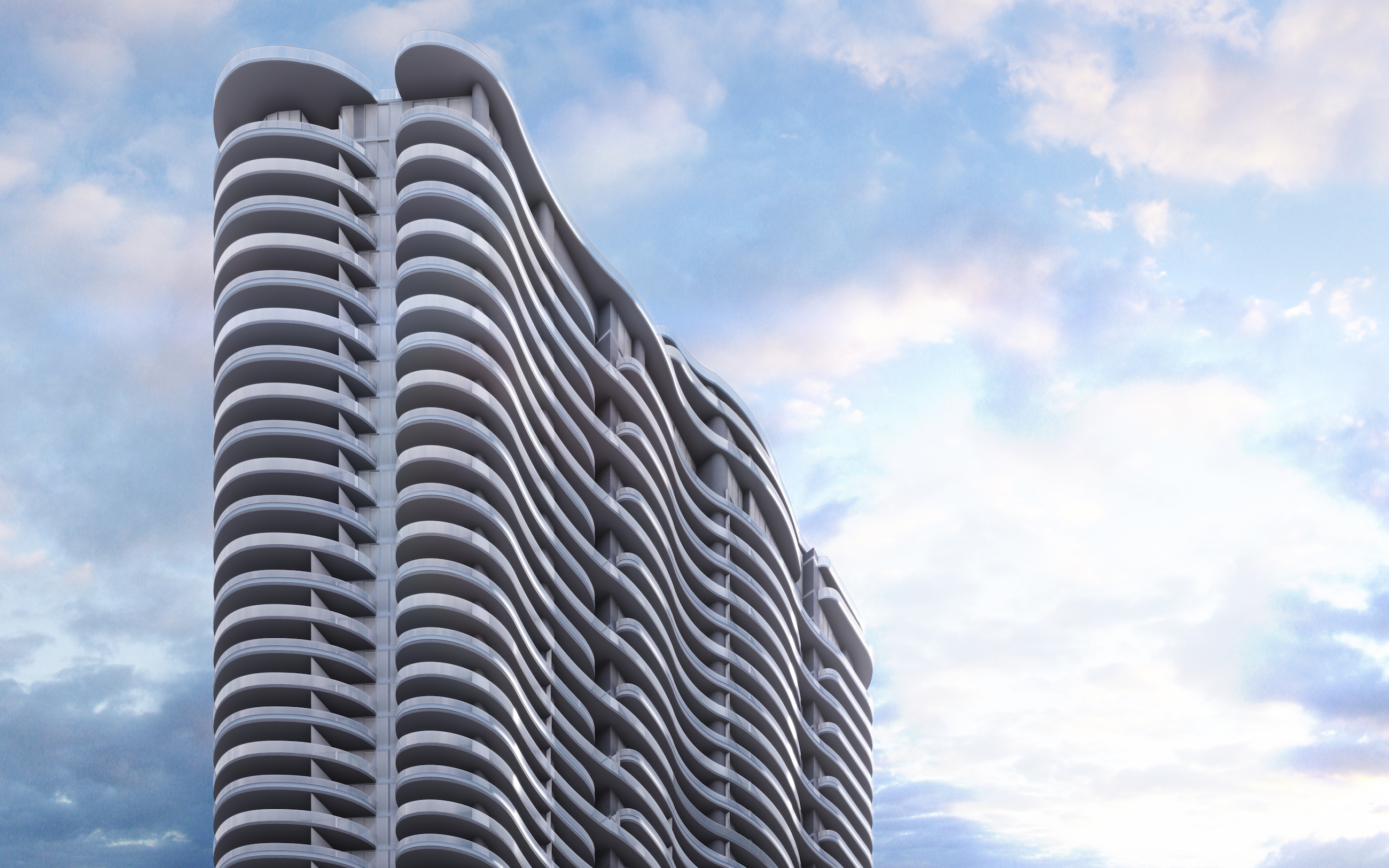 Acclaimed Miami architect Luis Revuelta creates a one-of-a-kind architectural environment that combines the tower’s distinct flatiron shape with flowing, curvilinear forms.