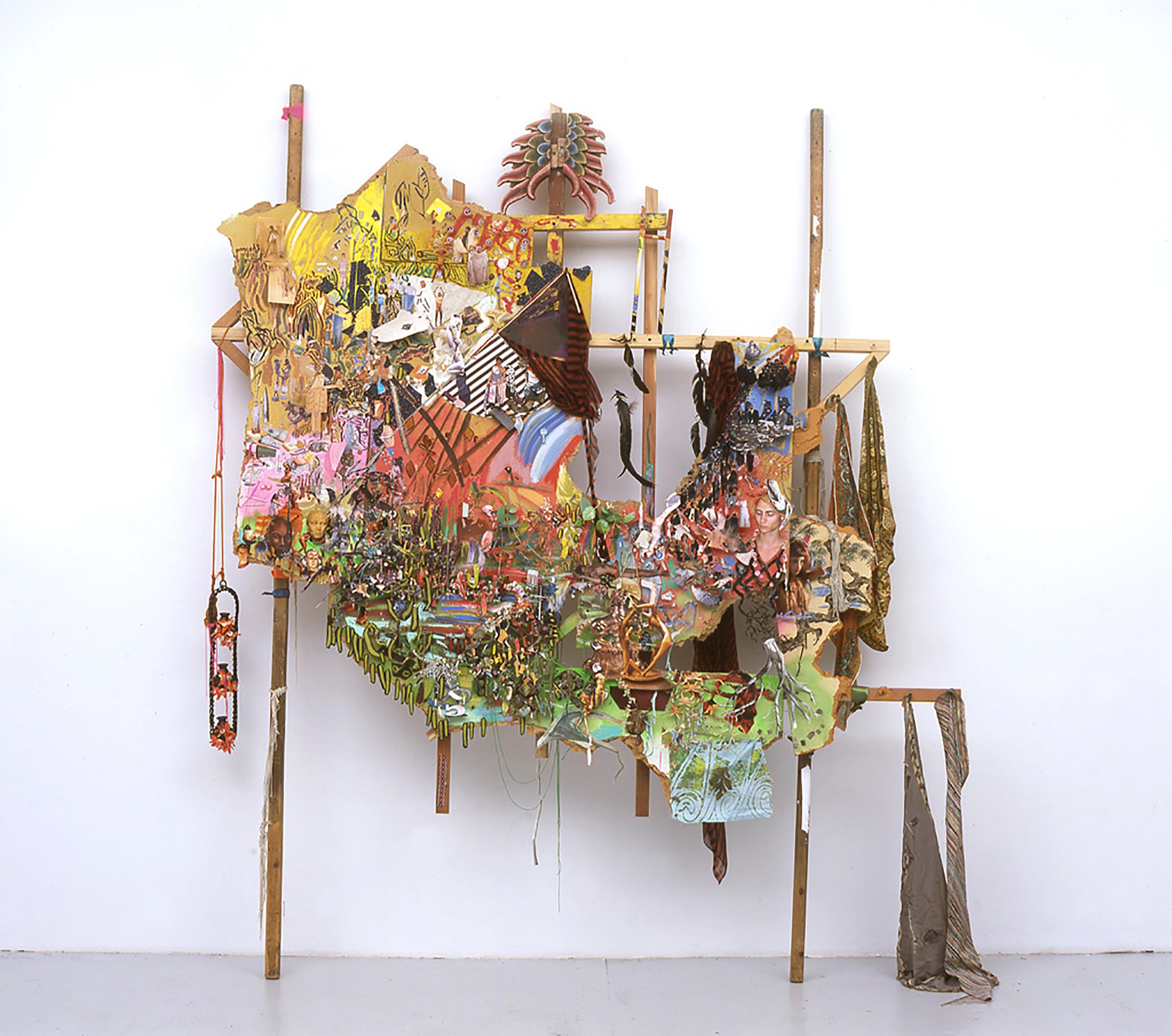 For the first of MOCA’s “Open House” artist-curated exhibitions, which began April 14, Elliott Hundley focused on assemblage, including his own 2006 work, Hyacinth.