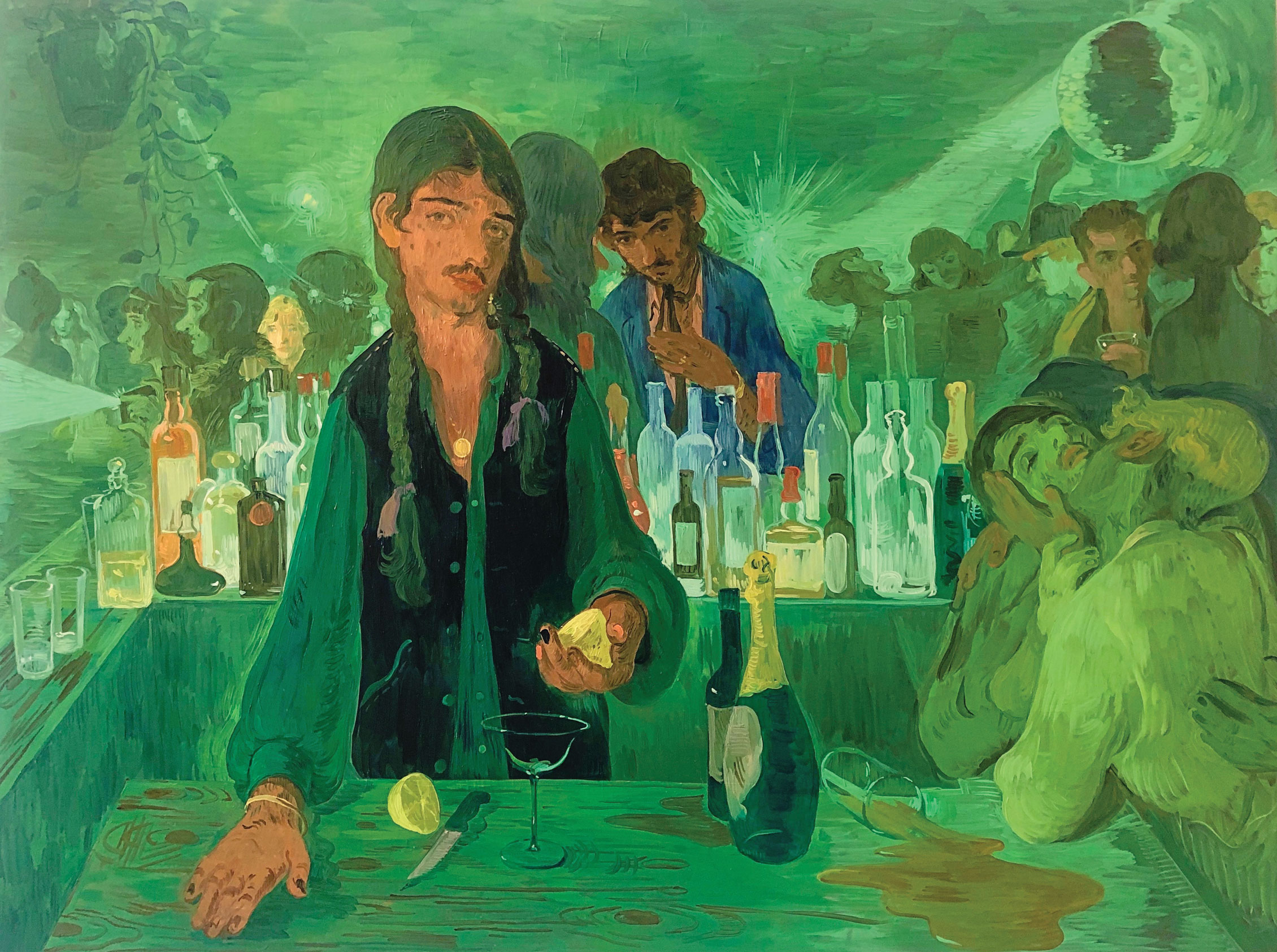 Salman Toor's <em>The Bar on East 13th</em>, 2019.