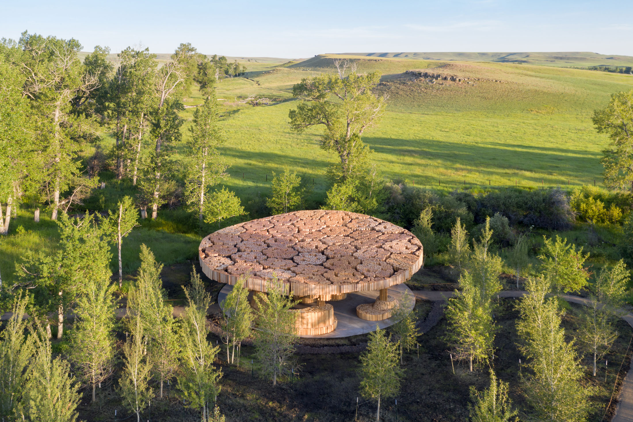 Francis Kéré-designed Xylem at Tippet Rise Art Center in Montana, 2019. Image courtesy of Tippet Rise/Iwan Baan. Photo by Iwan Baan.