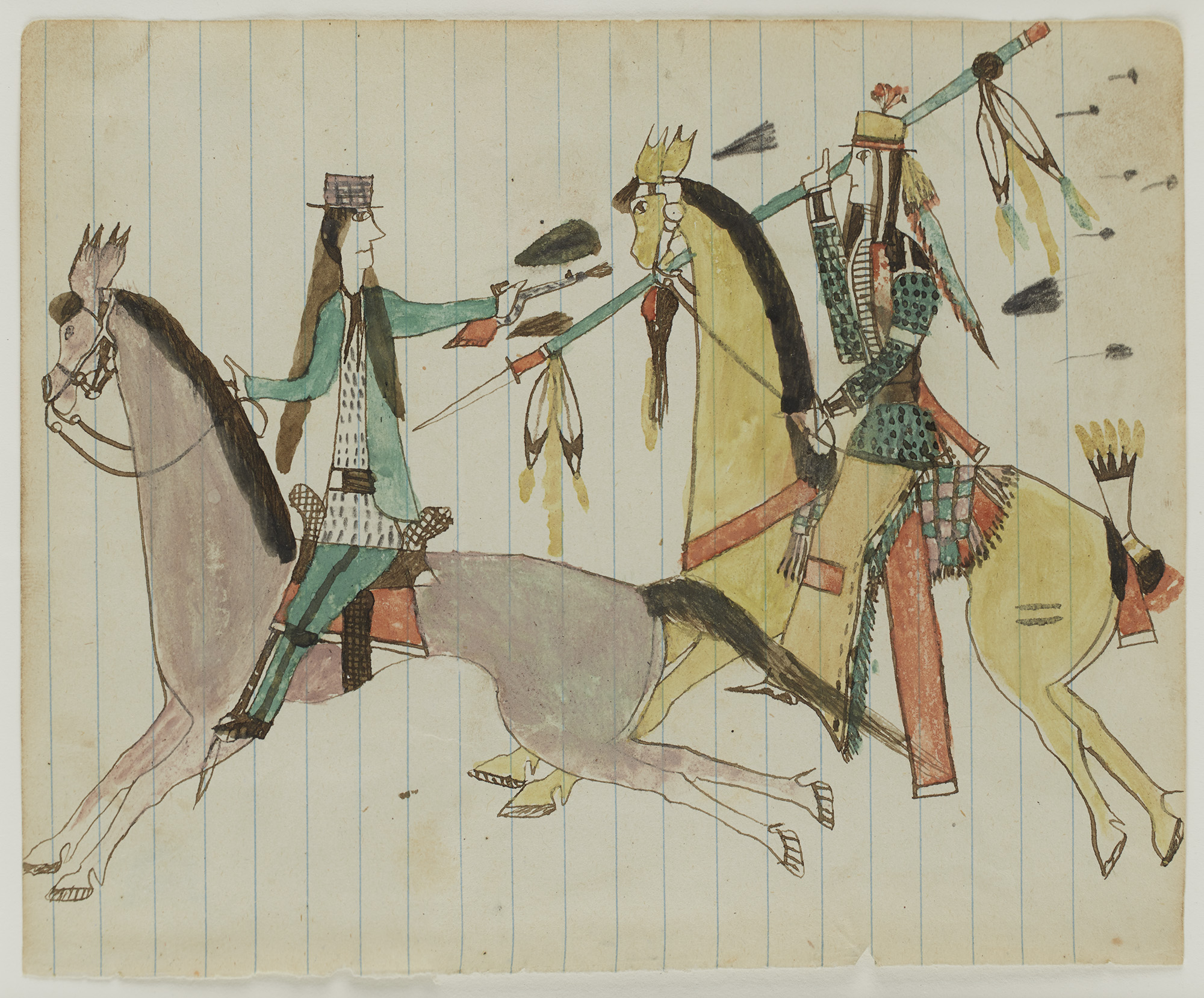 Drawing attributed to Howling Wolf (Honanistto). Photo by Martin Parsekian.
