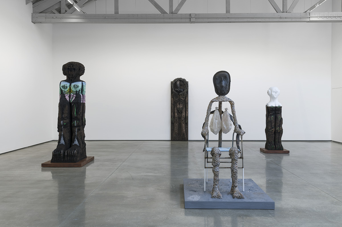 Installation view of Huma Bhabha at David Kordansky Gallery.