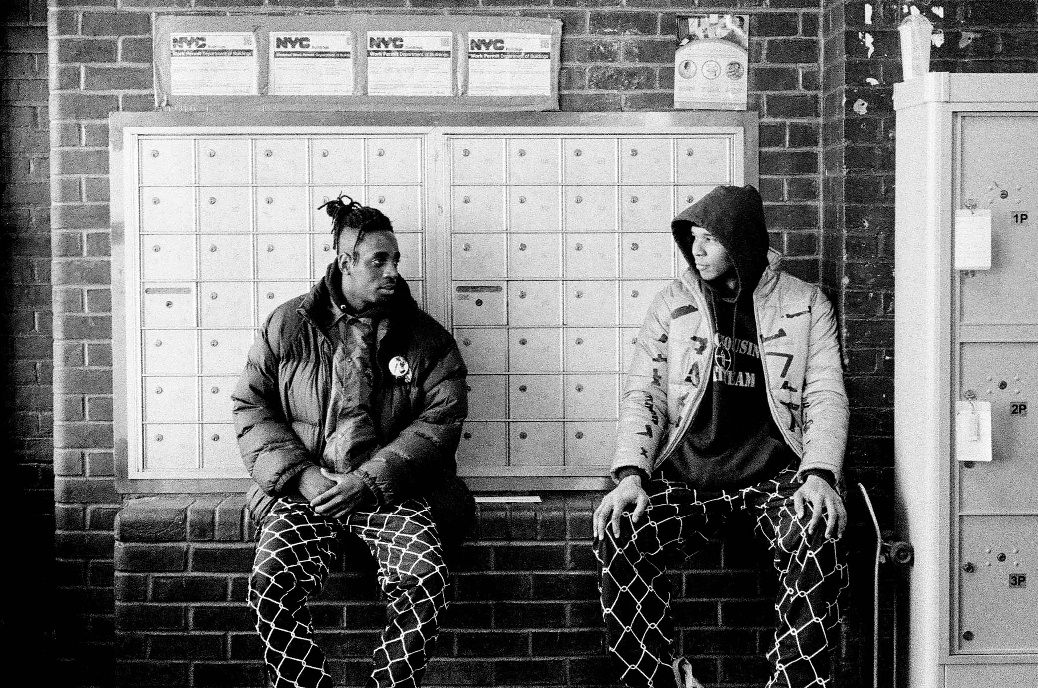 Public Housing Skate Team cofounders Ron Baker and Vlad Gomez at Gun Hill Houses, Bronx, New York.