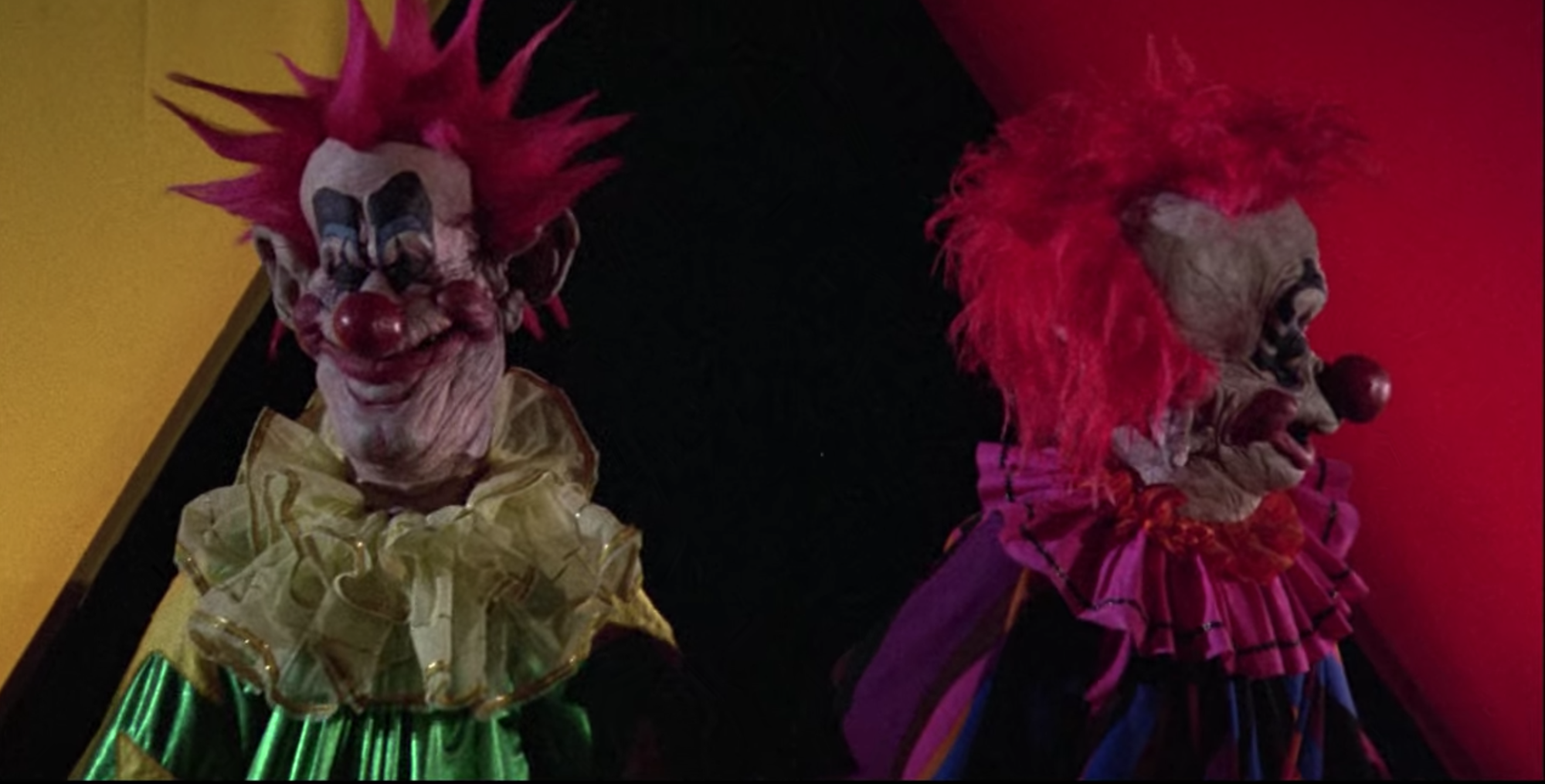 Stills from Killer Klowns from Outer Space (1988). 