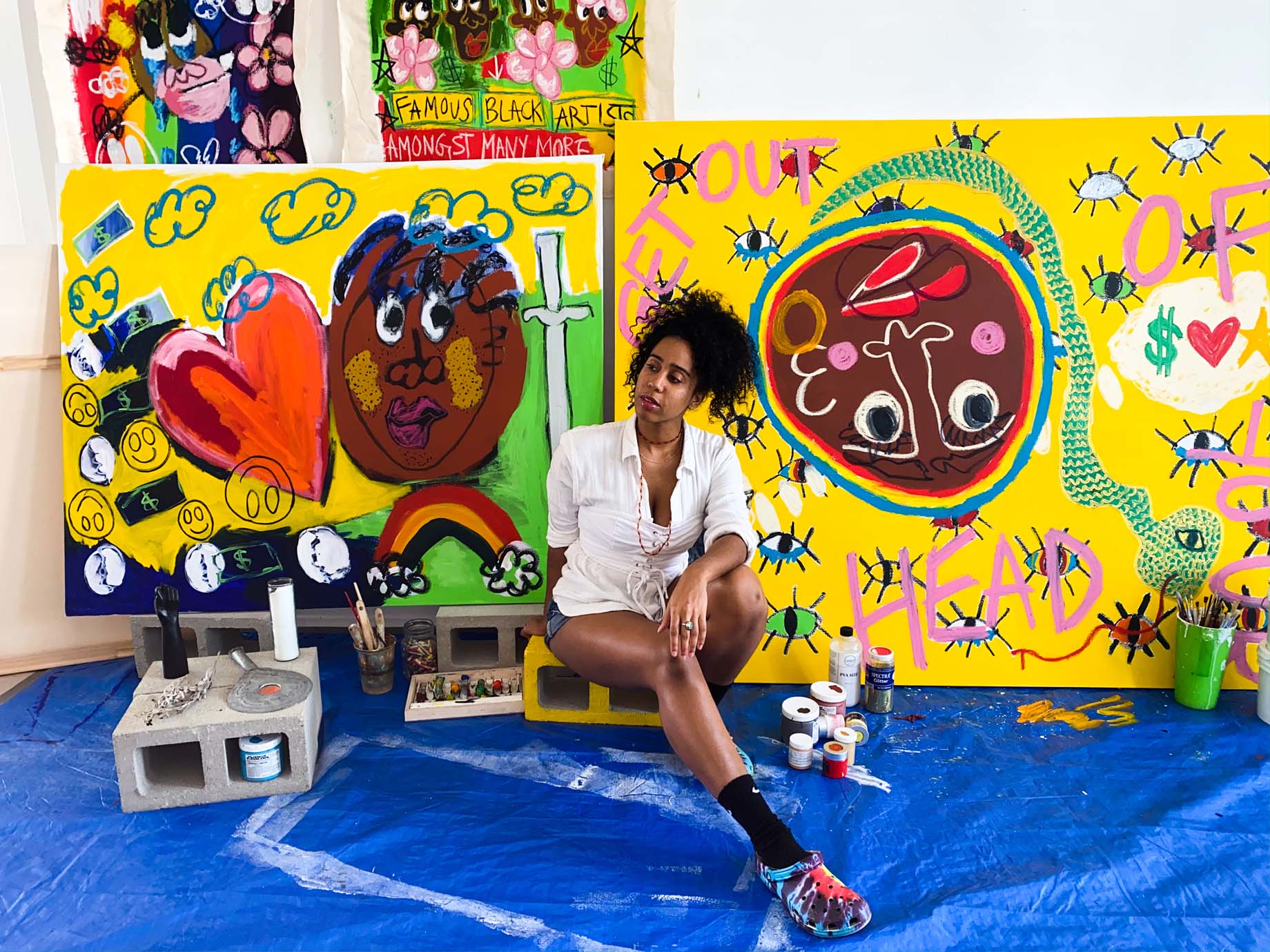 Artist Eilen Itzel Mena in her Los Angeles studio photographed by Avila Santo. 