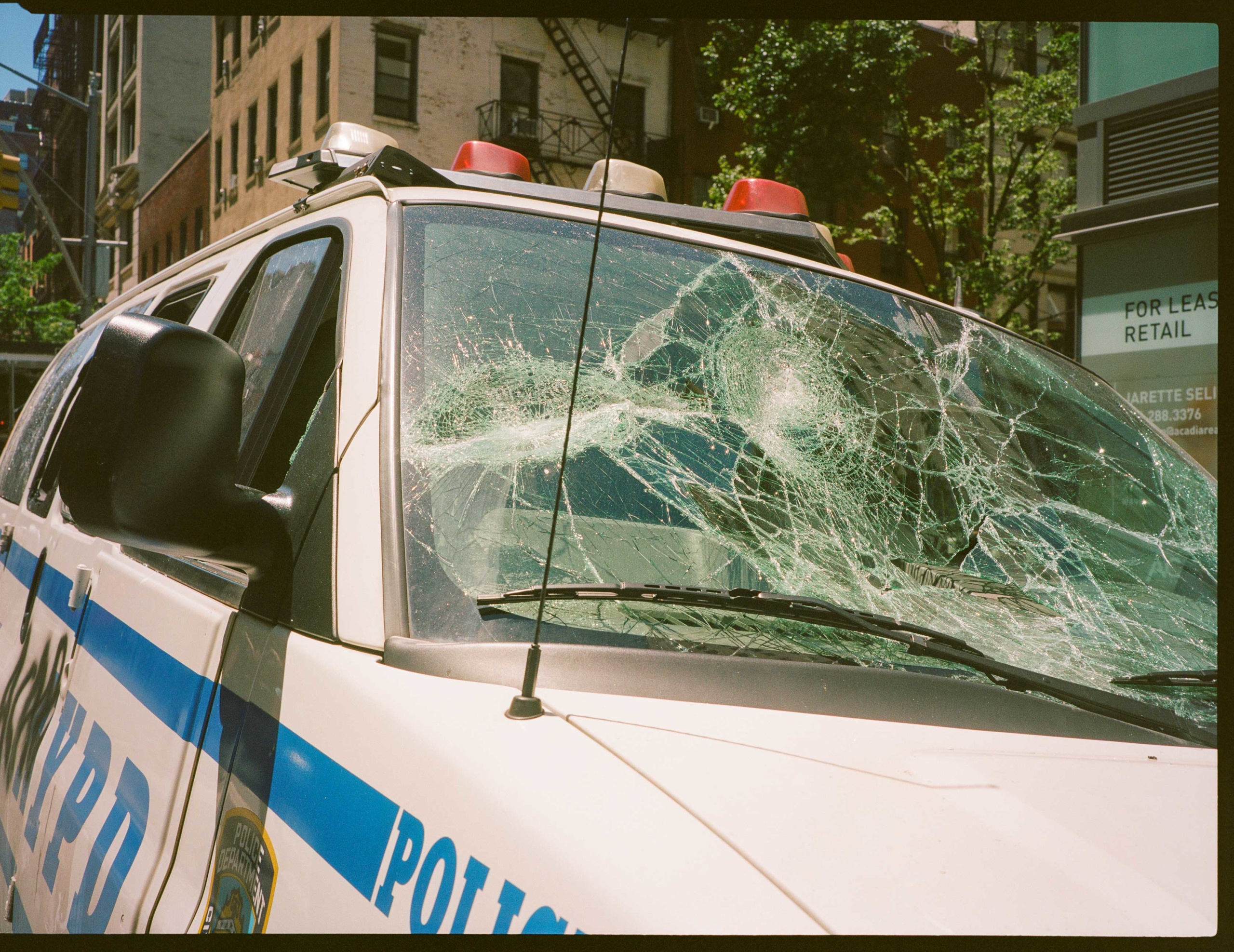 NYPD cars in Union Square the morning after a major protest. Photo by Sophia Wilson.