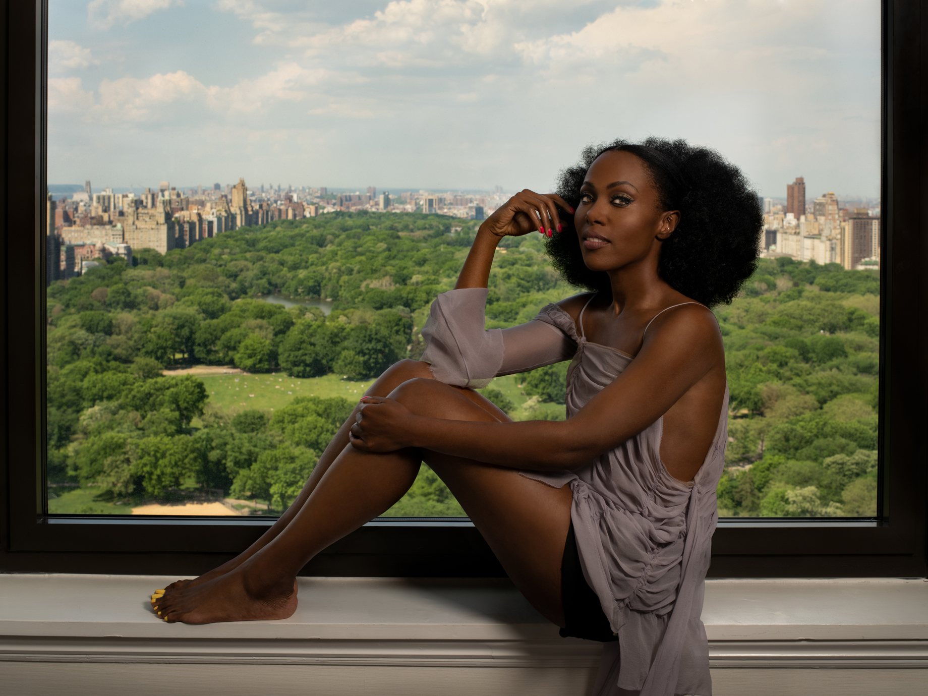 DeWanda Wise wearing Vera Wang, photographed at the JW Marriott Essex House. Styling by Jason Bolden. Makeup by Billie Gene for Exclusive Artists using MAC Cosmetics. Hair by Ben Skervin. Style assistant Kellye Henton.