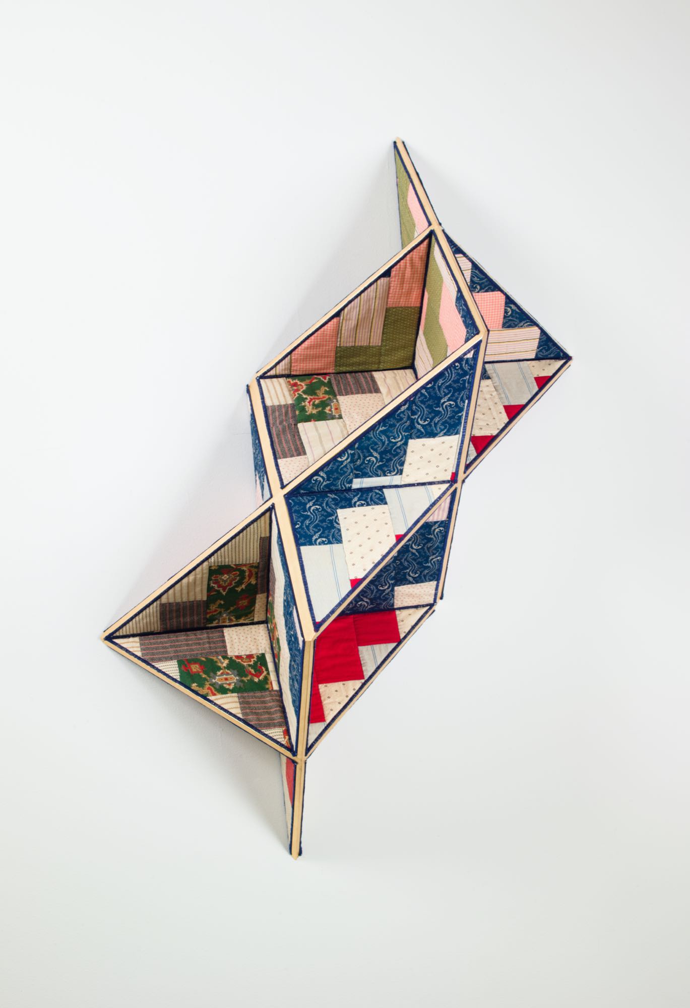 3D quilt by sanford biggers with square geometric shapes