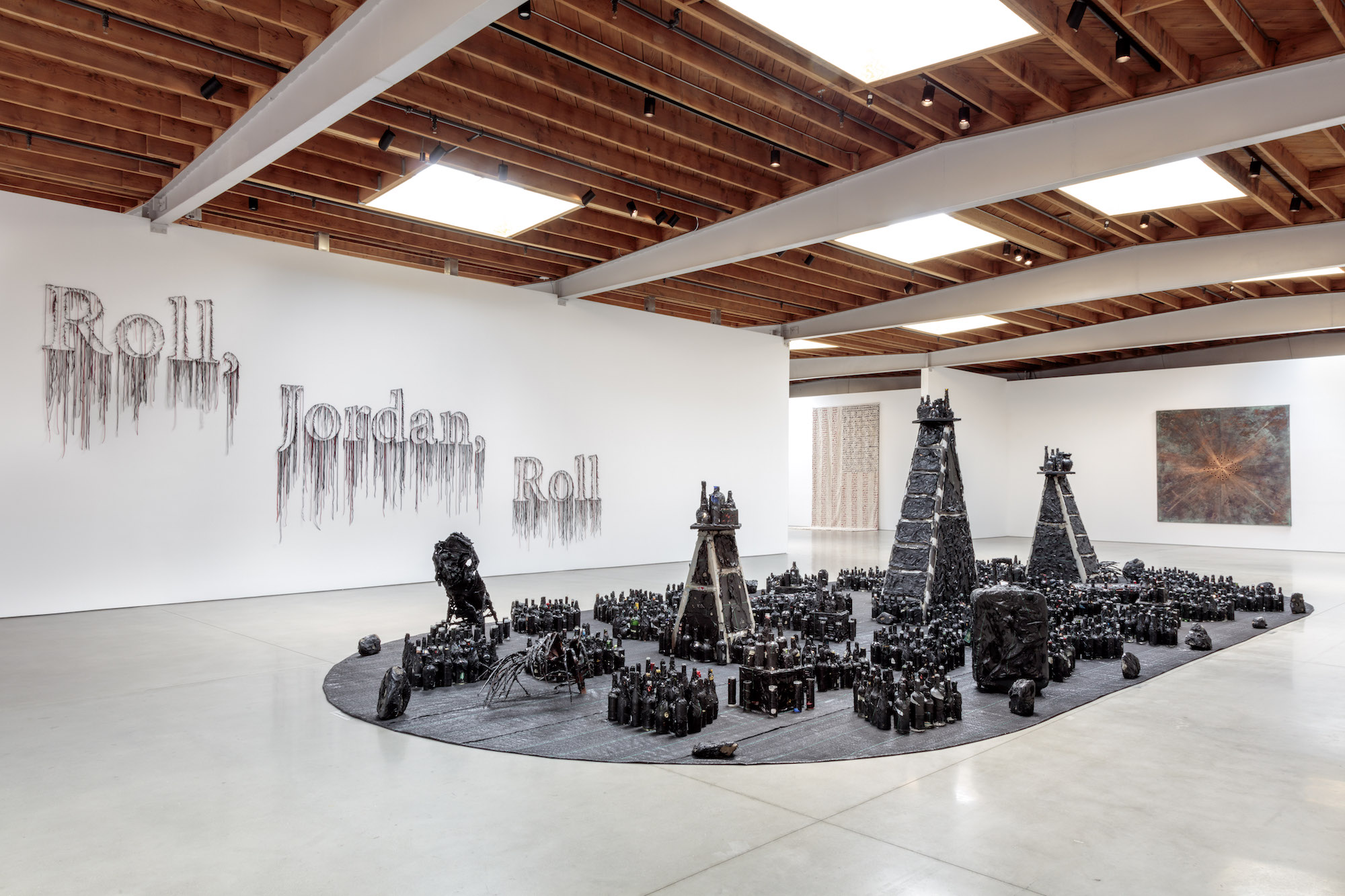 Installation view, Jeffrey Deitch Los Angeles: Nari Ward: Say Can You See. Photo by Charles White.