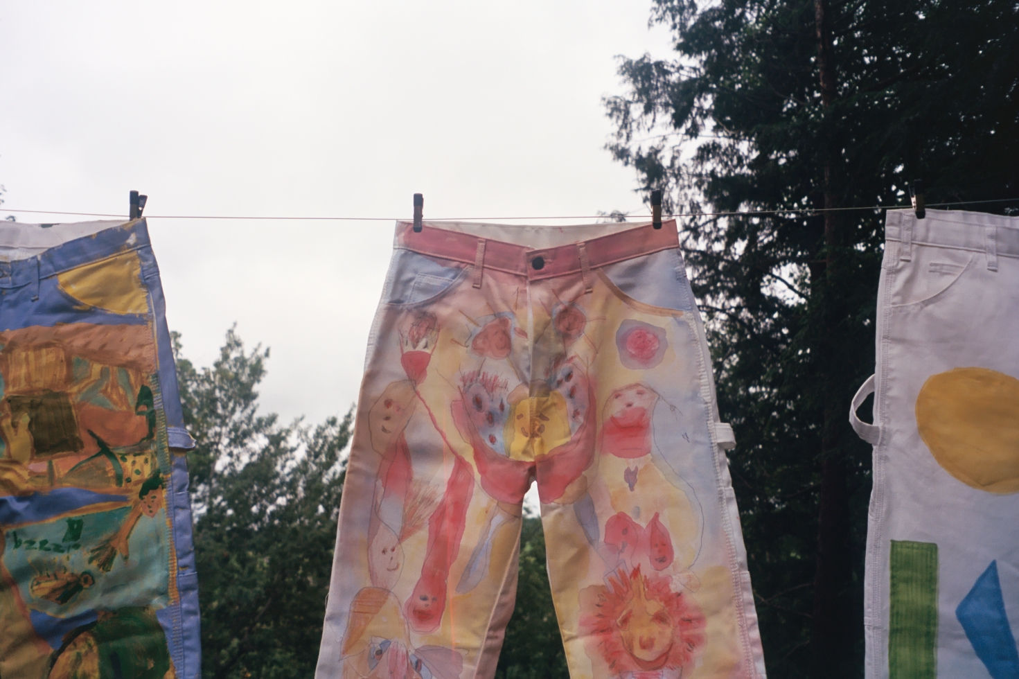 pants hanging from clothesline