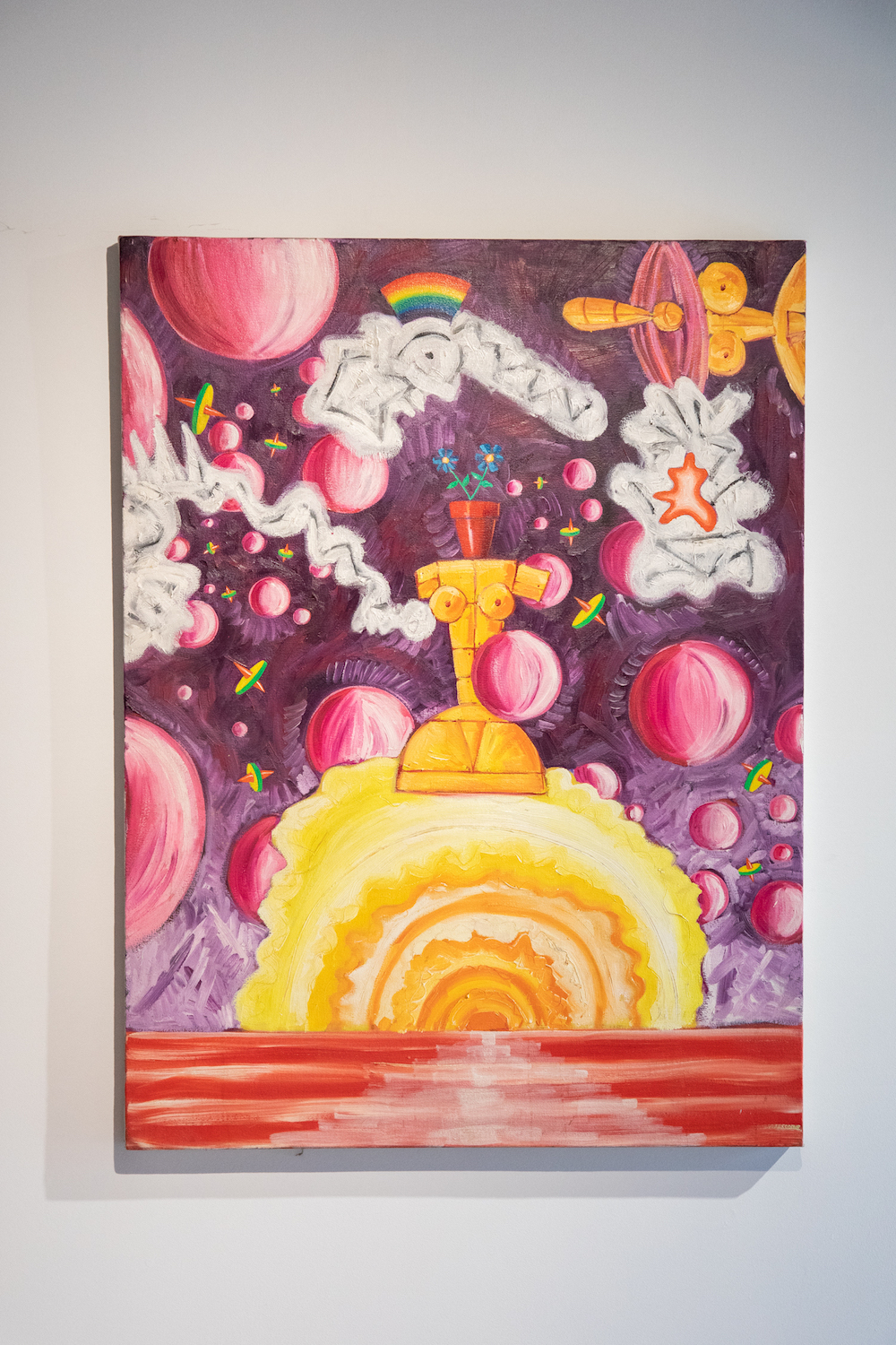 painting in peter shire installation, with psychedelic imagery