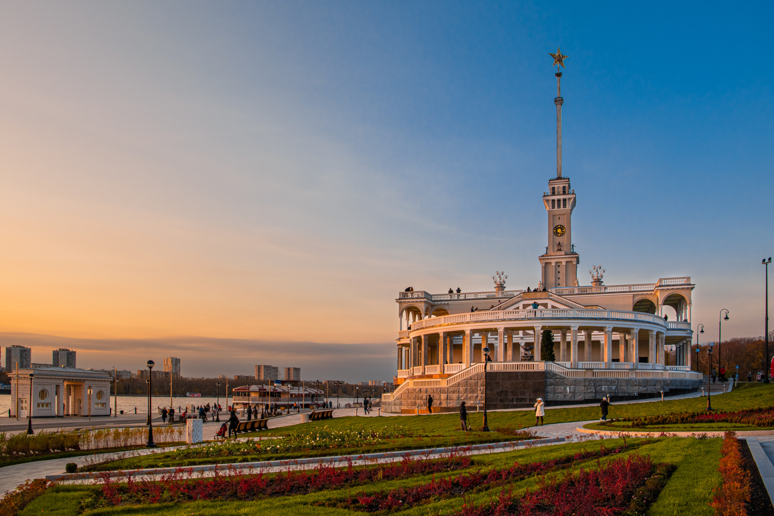 The renovated River Boat terminal which was completed in 2021 on the Moscow River. 