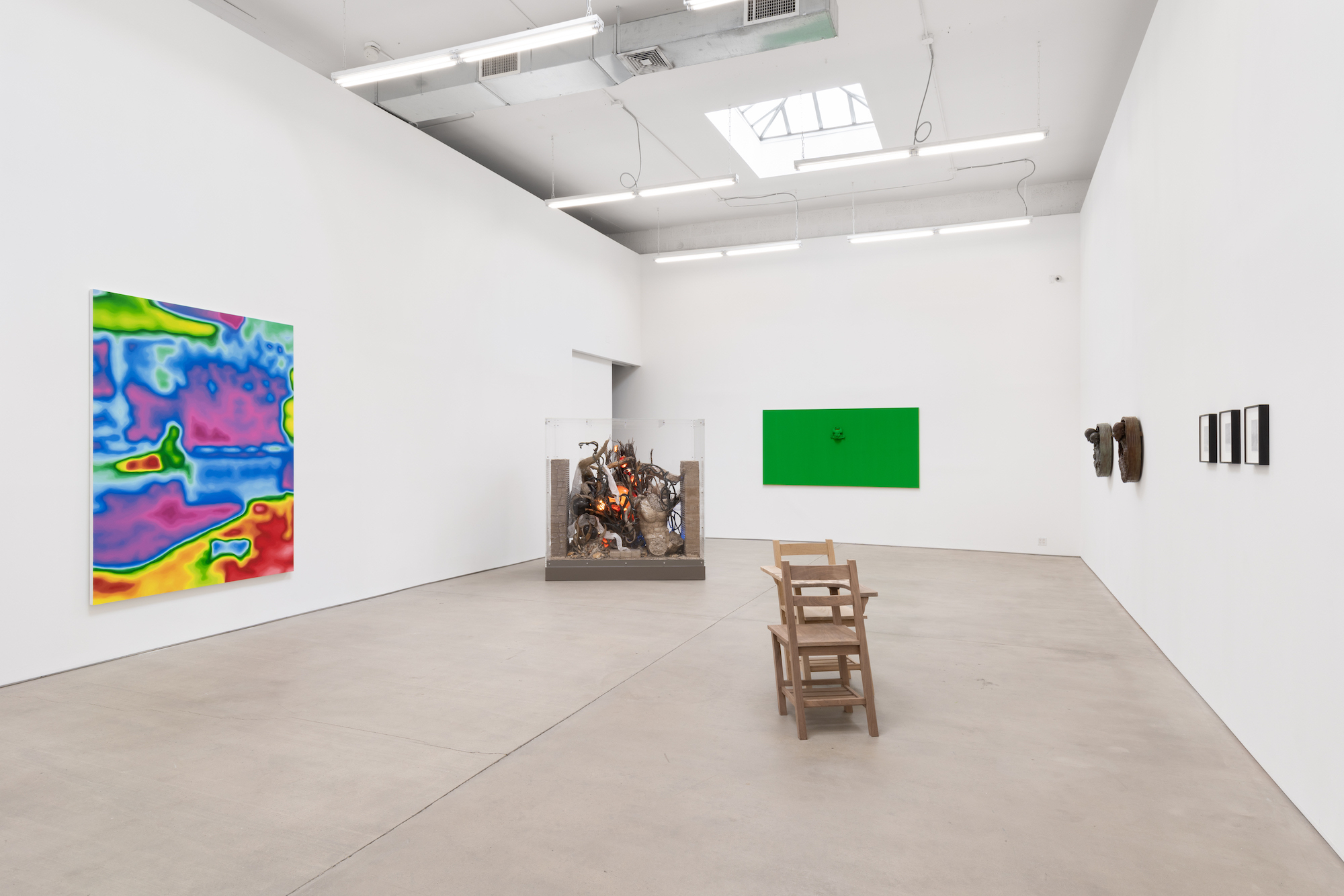 installation view of often vary never change at clearing gallery in nyc featuring painting and sculptural works 