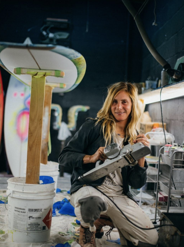 Rachel Lord hard at work in her studio. Photography by Trent Stevens. 