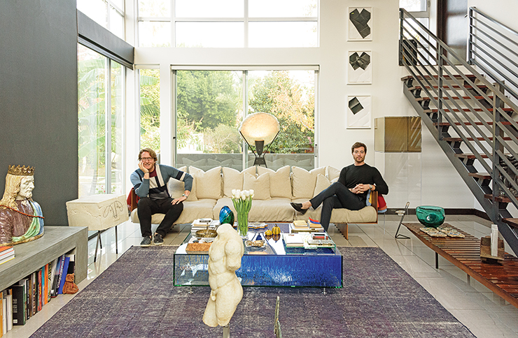 Graham Steele, left, and Ulysses de Santi in their West Hollywood townhouse. 