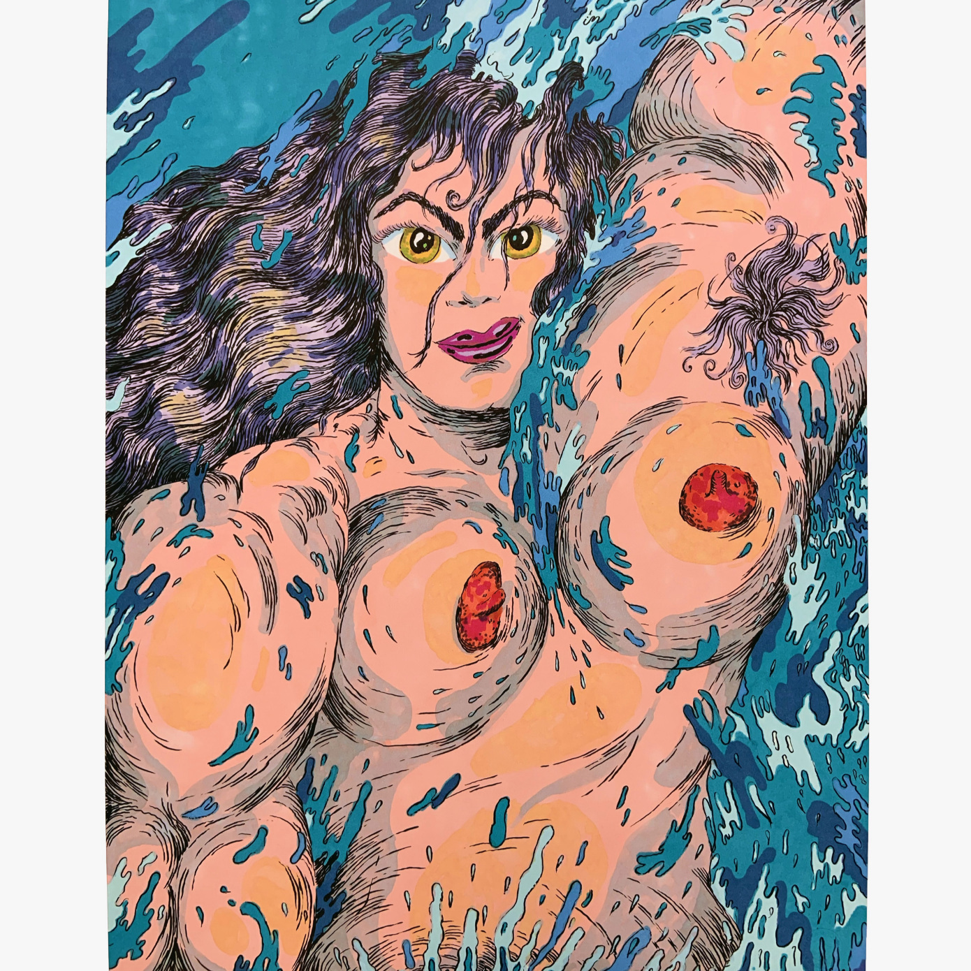 painting of nude woman in water