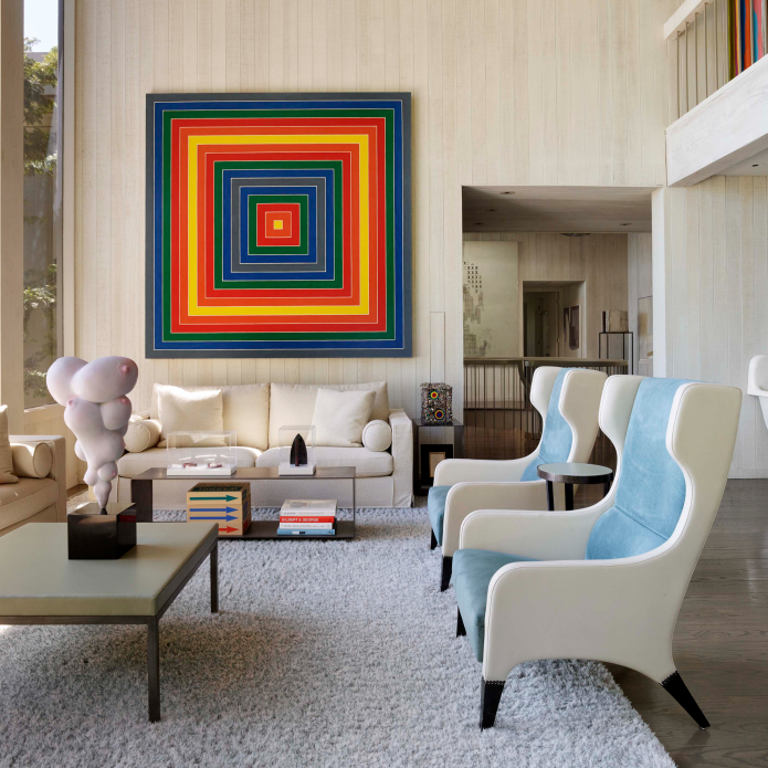 frank stella painting in living room