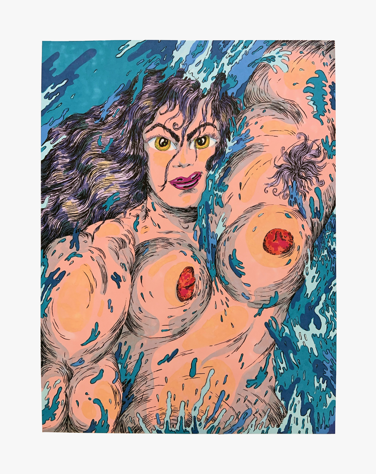 woman nude in pool