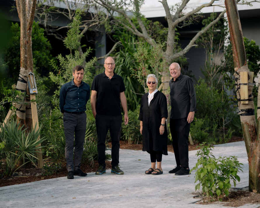 From left: Juan Roselione-Valadez, Director of the Rubell Museum, Jason Rubell, Mera Rubell and Don Rubell.