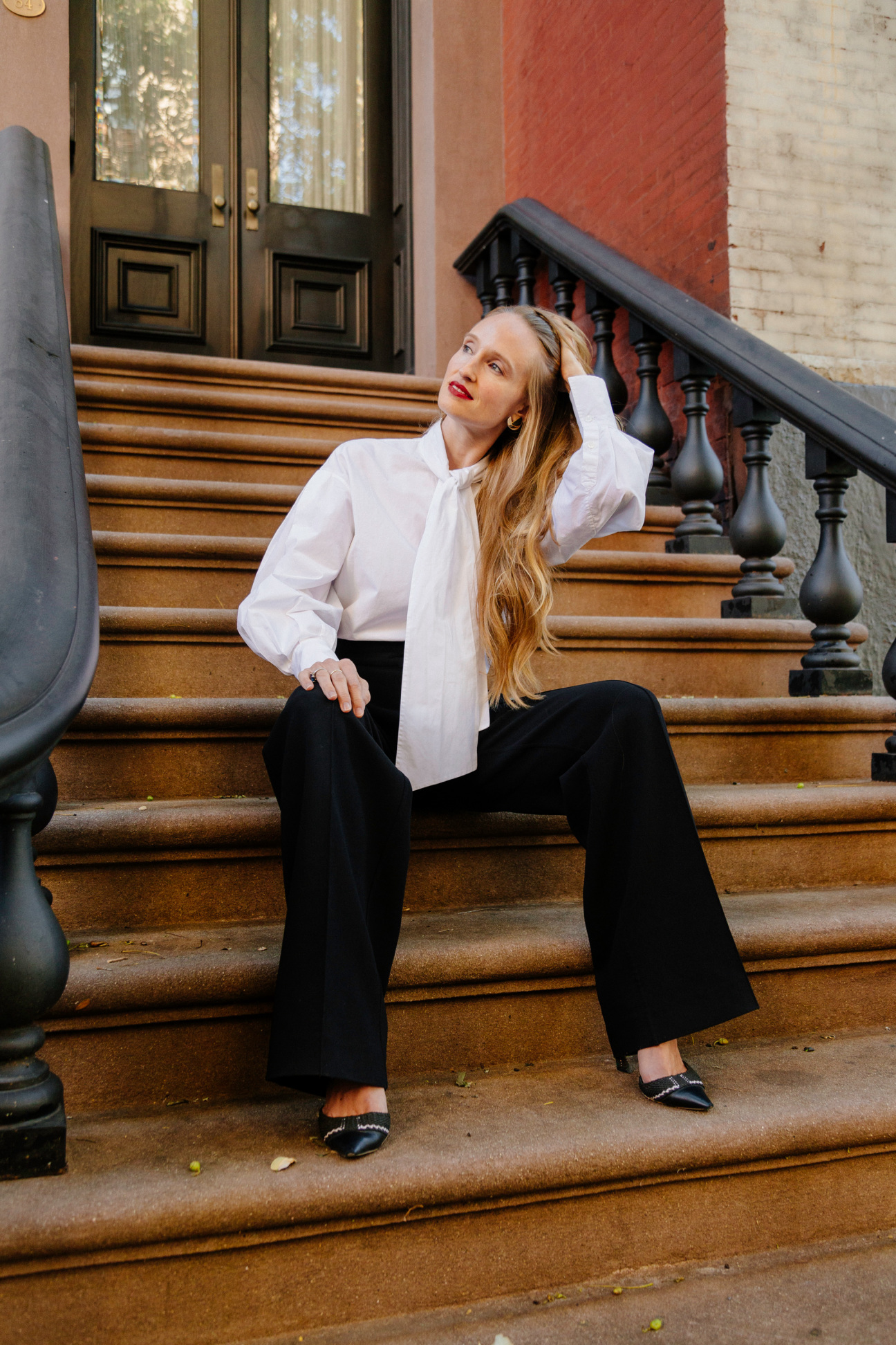 woman on stoop