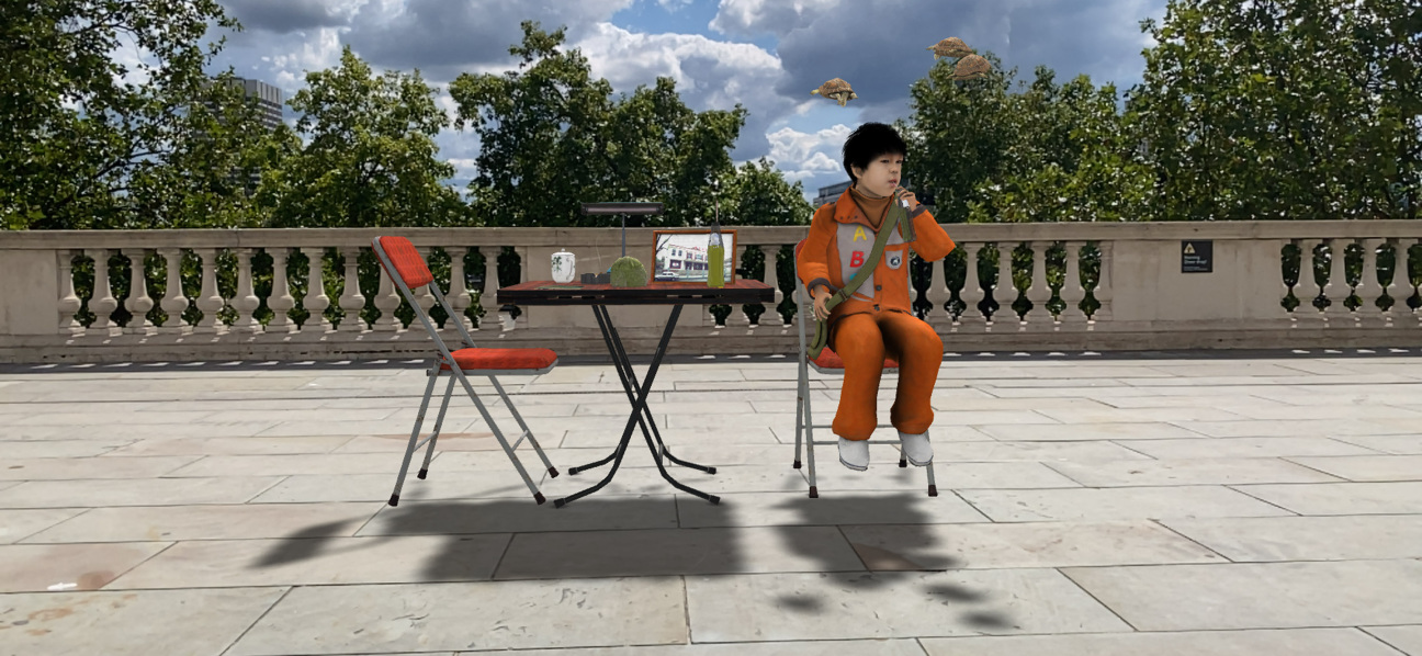 digital ar artwork of person in chair