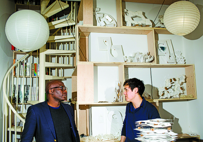 NEW YORK - MAY 6: Architect Kunle Adeyemi poses for a portrait in the studio of his friend, and fellow architect, Andrew Heid on May 6, 2016, in New York City. (Photo by Landon Nordeman)