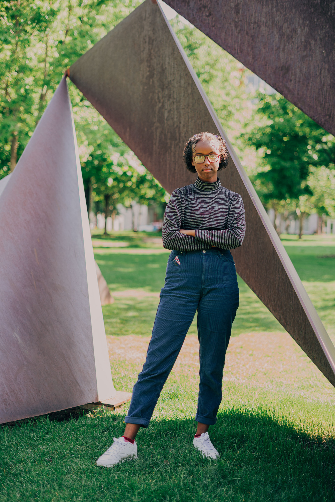 woman with sculpture