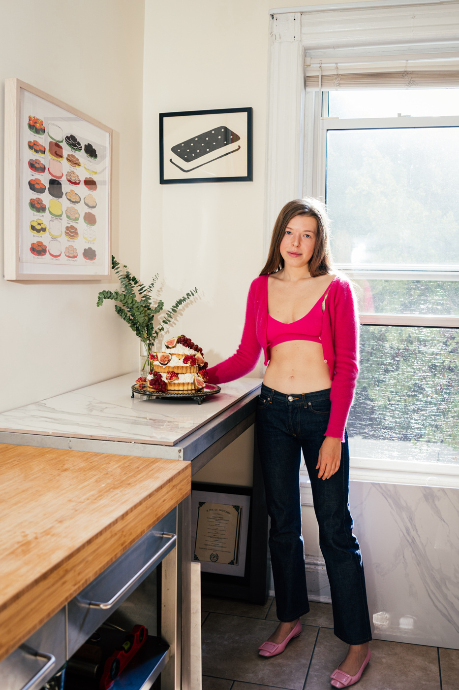 Paris Starn in her Brooklyn home, where she conceives, creates, and captures her confectioneries.