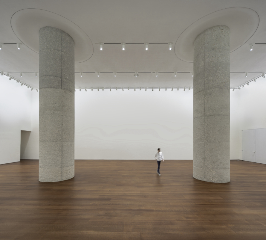 Sotheby's Ground Floor Gallery. Double-height – ceiling over 20 feet tall. Sotheby’s NY by OMA, Brett Beyer Photography.