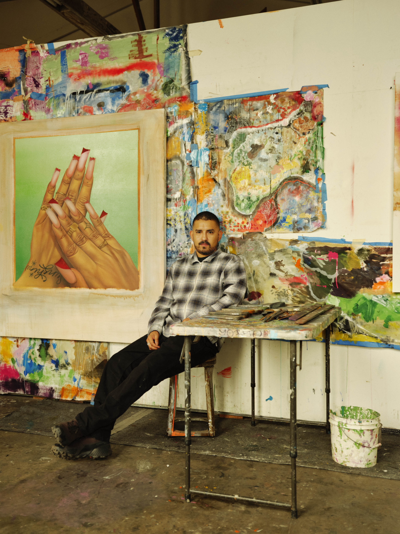 Los Angeles native visual artist Alfonso Gonzalez Jr. in his studio