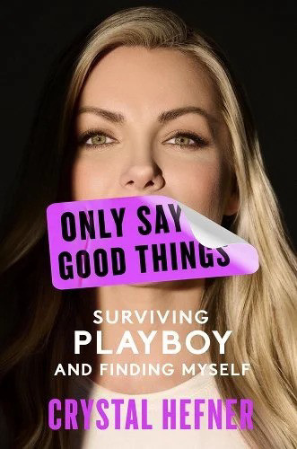 Book cover with Crystal Hefner’s face, covered with tape