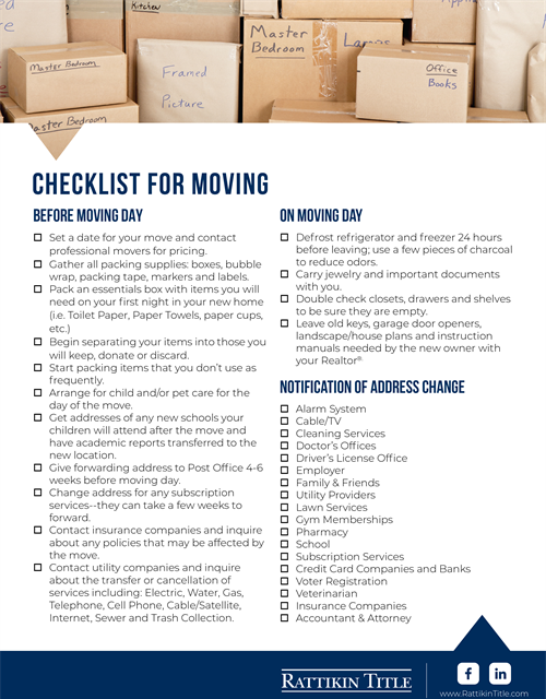 Checklist for Moving