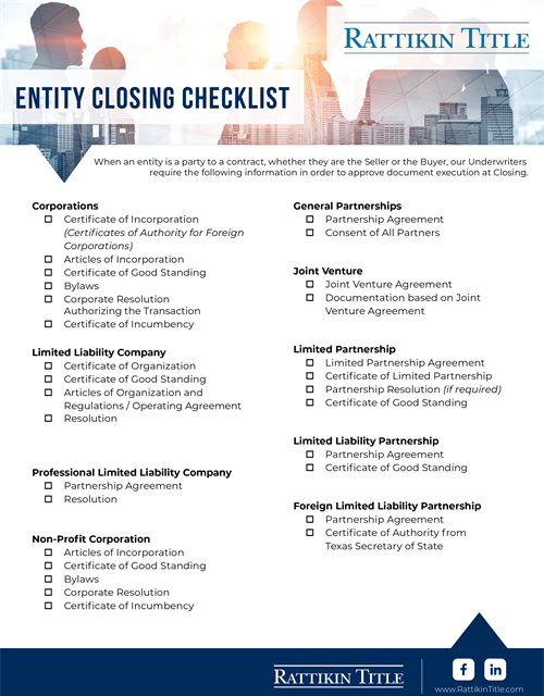 Entity Closing Checklist
