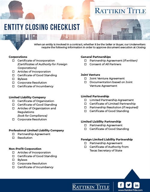 Entity Closing Checklist